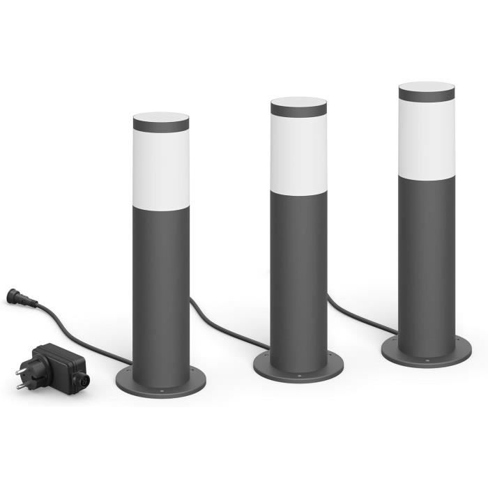 Pack of 3 PHILIPS Garden Link outdoor terminals - Low voltage - 24W, IP44, 2700K - Anthracite