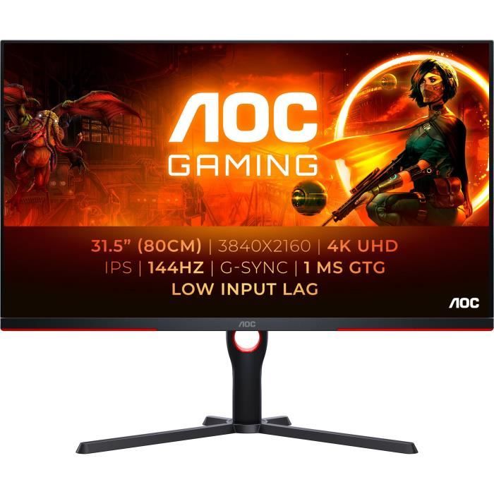 Schermo PC - AOC - U32G3X - 32 UHD 4K - Pannello IPS - 144Hz - 1ms - Altezza regolabile - 2 HDMI 2 DP - Adaptive Sync - Nero