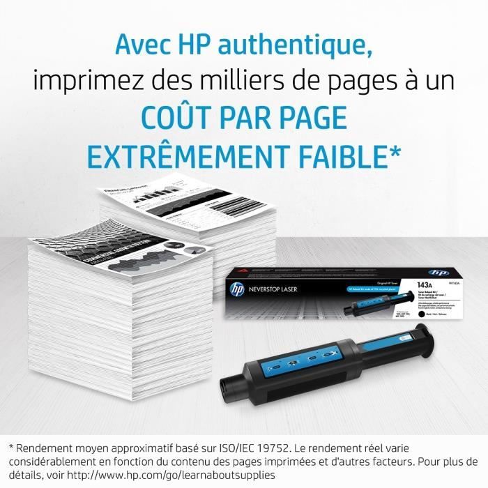 HP 143A Pack de 2 kit de recharge de toners noirs Neverstop authentiques (W1143AD) pour HP Neverstop 1000/1200 series