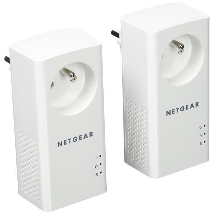 NETGEAR PLP1000 Pack de 2 prises CPL 1000 Mbps avec Prise filtrée et Port Gigabit
