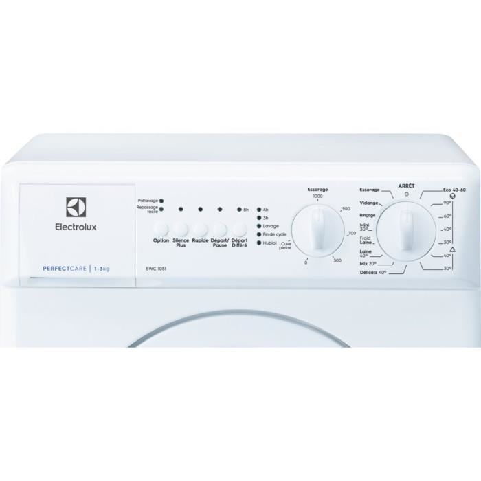 Lave-linge hublot compact ELECTROLUX EWC1051 - 3 kg - 1000 trs/min - Blanc