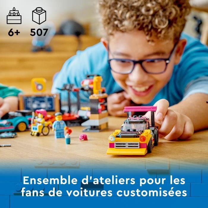 LEGO City 60389 Le Garage de Customisation, Jouet de Voitures, Atelier et Minifigurines