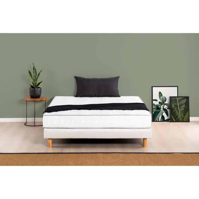 DEKO DREAM MAINE Ensemble matelas + sommier 160 x 200 - Mousse - 19 cm - Ferme
