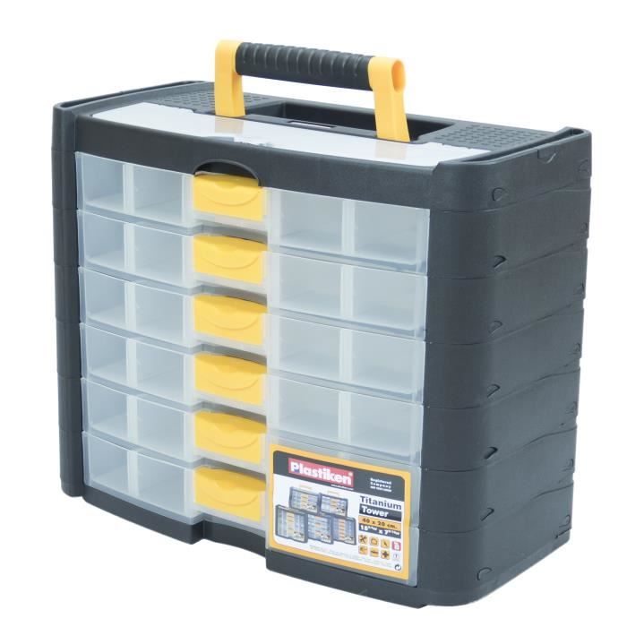Boîte a outillage - Plastiken - 90001_NOIRE - 6 tiroirs - Titanium - En plastique