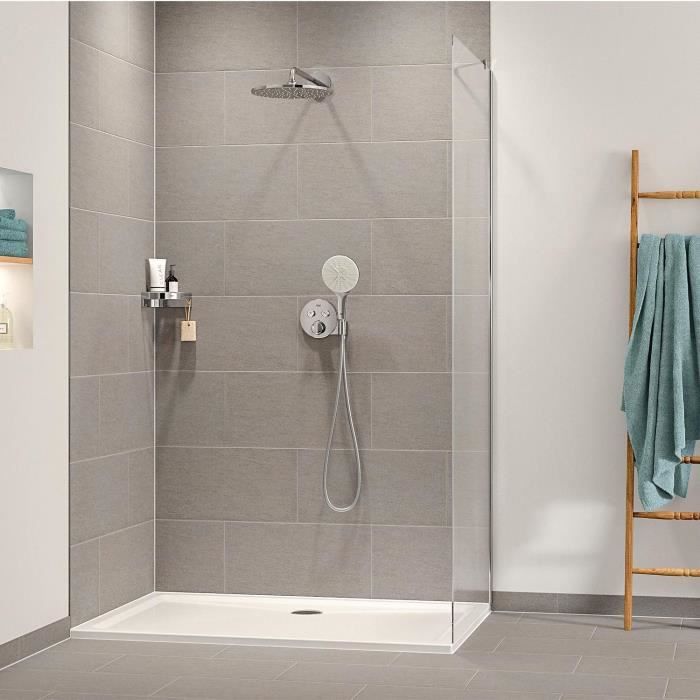 Image secondaire de Ensemble de douche encastré - Tous les types de jets - Mitigeur thermostatique - GROHE - 34877000 - Gris