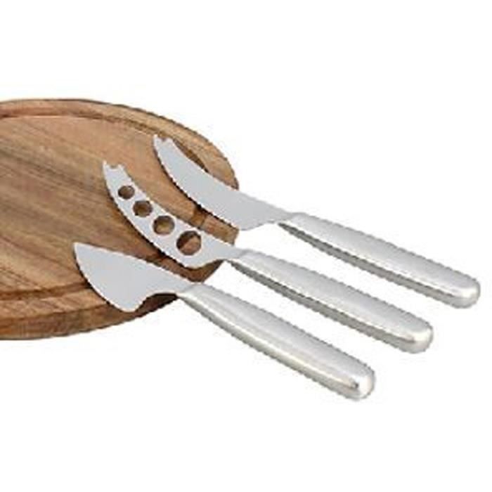 Planche a decouper - MENASTYL - 5040076 - Rectangulaire - En bois d'acacia - Avec 3 couteaux a fromage en inox
