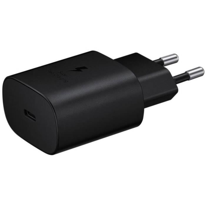 SAMSUNG Chargeur secteur Ultra Rapide 25W Noir + câble c/c