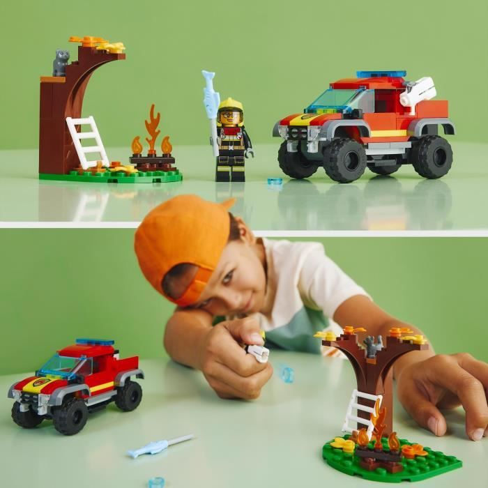 LEGO City 60393 Sauvetage en Tout-Terrain des Pompiers, Camion Jouet, Minifigurine Pompier