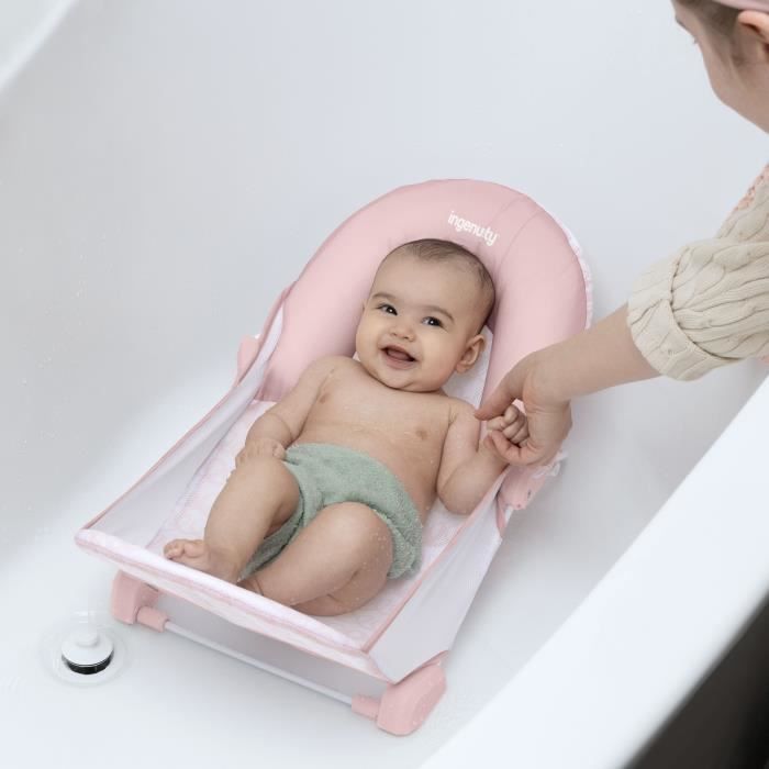 Image secondaire de INGENUITY Transat de bain pour bébé fille pliable rose