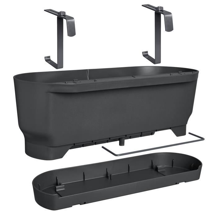 ELHO - Vaso da fiori - Greenville Easy Balcony 52 - Living Black - Balcone - L 21,2 x P 52 x H 19,4 cm