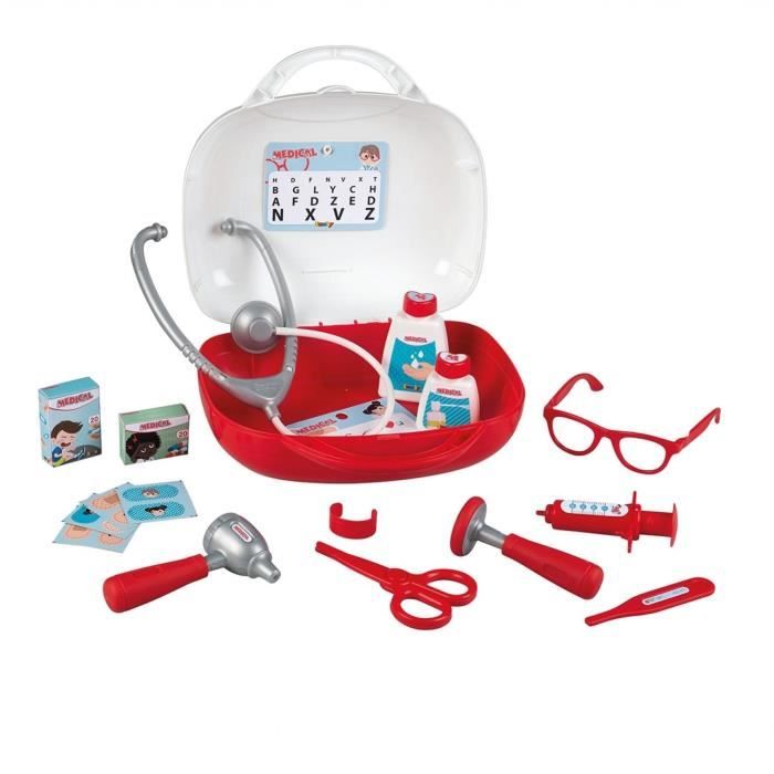 Smoby - Vanity Docteur - Cartella con manico - 15 accessori inclusi - Made in France