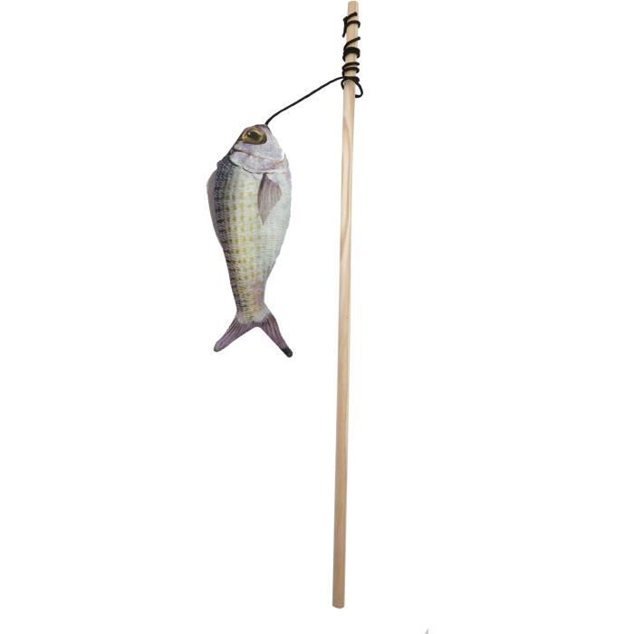 Image secondaire de Jouet chat - AIME - Canne a peche poisson - Stick bois, poisson 15cm