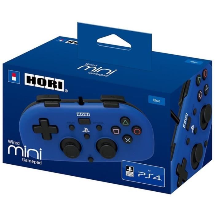 Hori Mini Manette Filaire Bleue Pour PS4 - Licence Officielle Sony