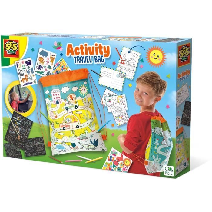 Sac de voyage et activités - SES CREATIVE - Débordant de jeux et d'activités pour les voyages.