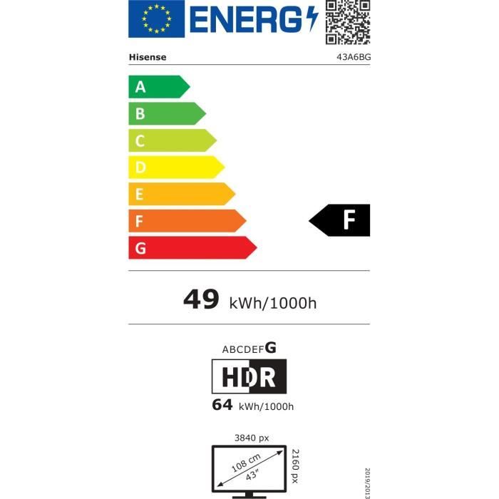 HISENSE - 43B30G - TV LED - UHD 4K - 43 (108cm) - Dolby Vision - Smart TV - Dolby Audio - 3xHDMI