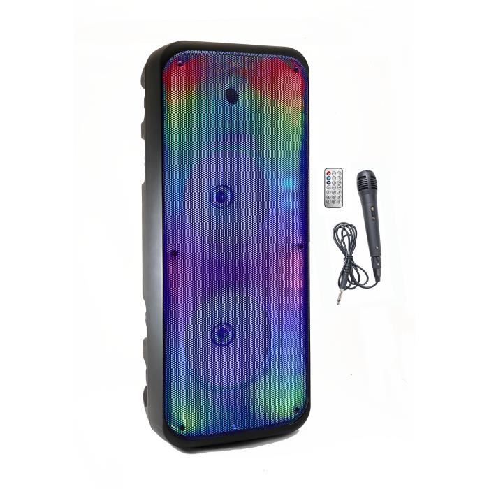 Altavoz Karaoke iluminado - INOVALLEY - KA25-FIRE - Bluetooth V5.0 - 64 cm - 850 W - Negro