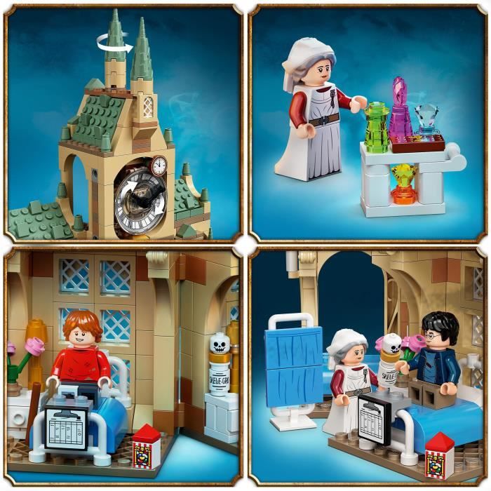 LEGO 76398 Harry Potter L'Infirmerie De Poudlard, Jouet Château et Tour de l'Horloge, Figurine Harry, Hermione, Ron, Enfants 8 Ans