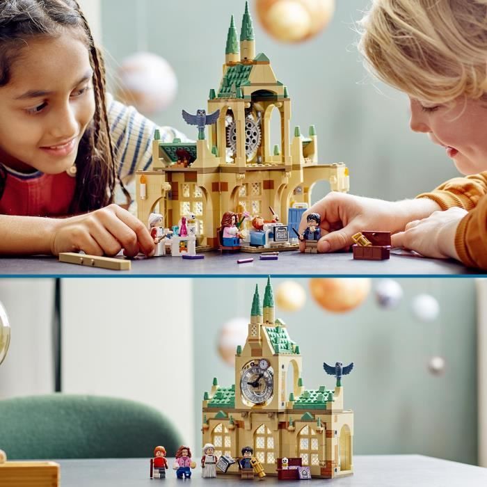 LEGO 76398 Harry Potter L'Infirmerie De Poudlard, Jouet Château et Tour de l'Horloge, Figurine Harry, Hermione, Ron, Enfants 8 Ans