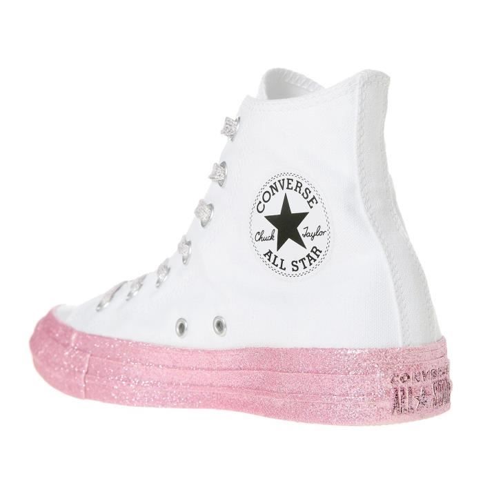 CONVERSE Baskets Montantes Miley Cyrus Chuck Taylor All Star Blanc/Rose Femme