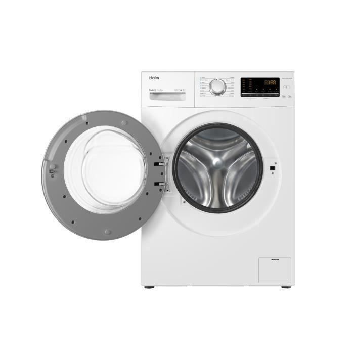Lave-linge hublot HAIER HW07CPW14639N - 7 kg - Induction - Vapeur - 1400 trs/min - Classe A - Traitement anti-bactérien - Blanc