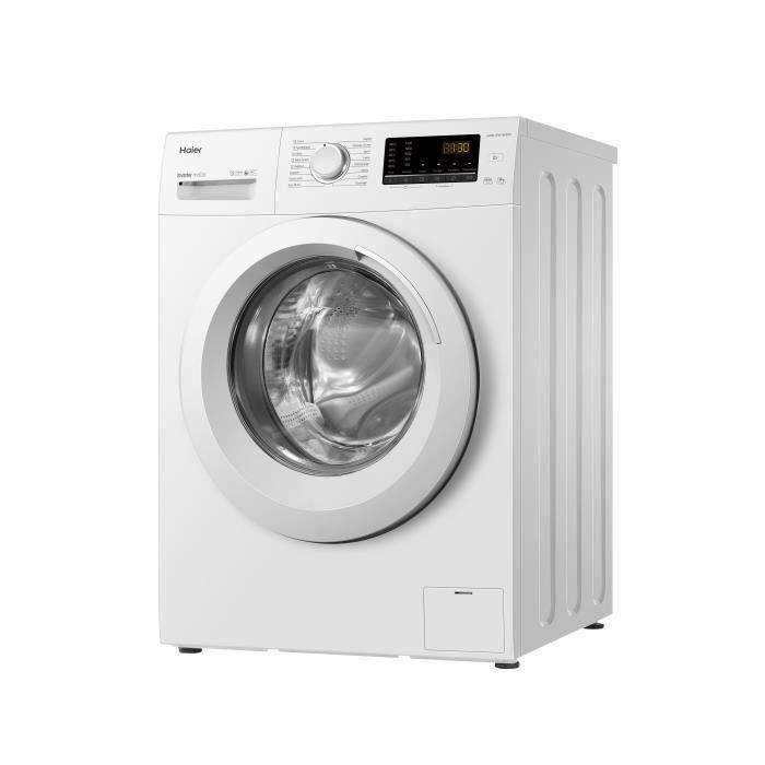 Lave-linge hublot HAIER HW08-CPW14639NFR - 8 kg - Induction - Vapeur - 1400 trs/min - Classe A - Traitement anti-bactérien - Blanc
