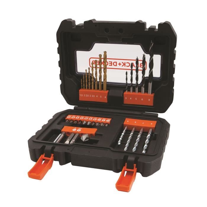 Coffret per�age et vissage - BLACK+DECKER - A7233-XJ - 31 accessoires - forets, embouts