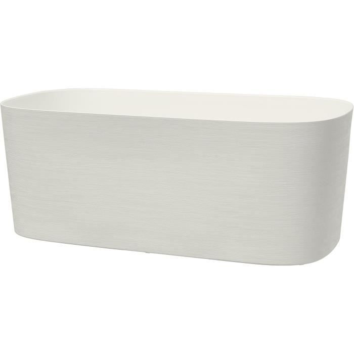 Jardiniere avec r�serve d'eau - GARDEN ID Respect - Blanc 50 x 17 cm - 100% d�chets m�nagers - 100% recyclable - Surface structur�e.