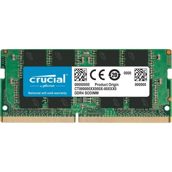 CRUCIAL Mémoire PC DDR4 PC19200 C17 SO DIMM 2400MHZ 16384 1B