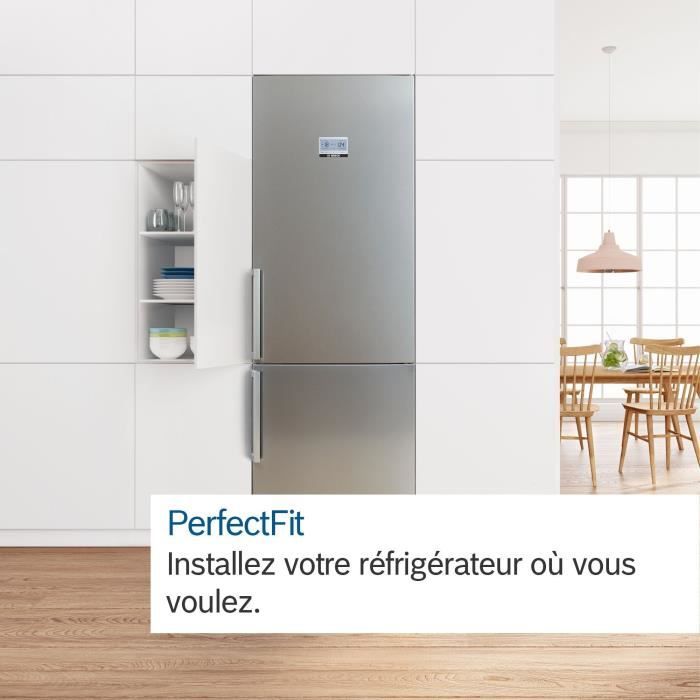 Réfrigérateur combiné pose-libre BOSCH - SER4 - Inox look - Vol.total: 368l - réfrigérateur: 279l - congélateur: 89l - L 66cm - Gris