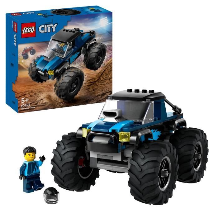 LEGO 60402 City El Monster Truck Azul, Cami�n Todoterreno de Juguete y Minifigura de Conductor, Regalo para Ni�os