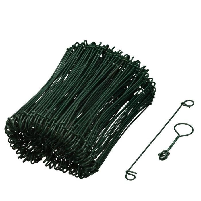 NATURE Lot de 200 Liens à boucle en acier galvanisé plastifié naturellement vert - (L16 cm x Ø1,4 mm)