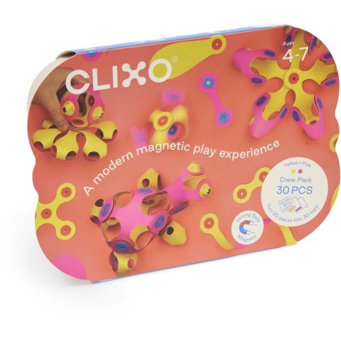 Image secondaire de Crew Pack CLIXO - Rose/Jaune - GIPSY TOYS - Jeu de Construction magnétique, Flexible, Durable et imaginatif - 30 pieces - Des 4