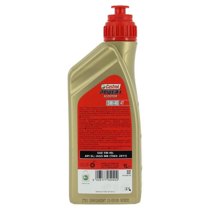 CASTROL Huile-Additif Power 1 Scooter 4T - Synthetique / 5W40 / 1L