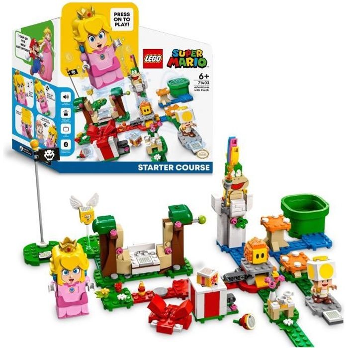 LEGO 71403 Super Mario Pack de D?marrage Les Aventures de Peach, Jouet Lemmy, Figurine Interactive Toad, pour Enfants 6 Ans