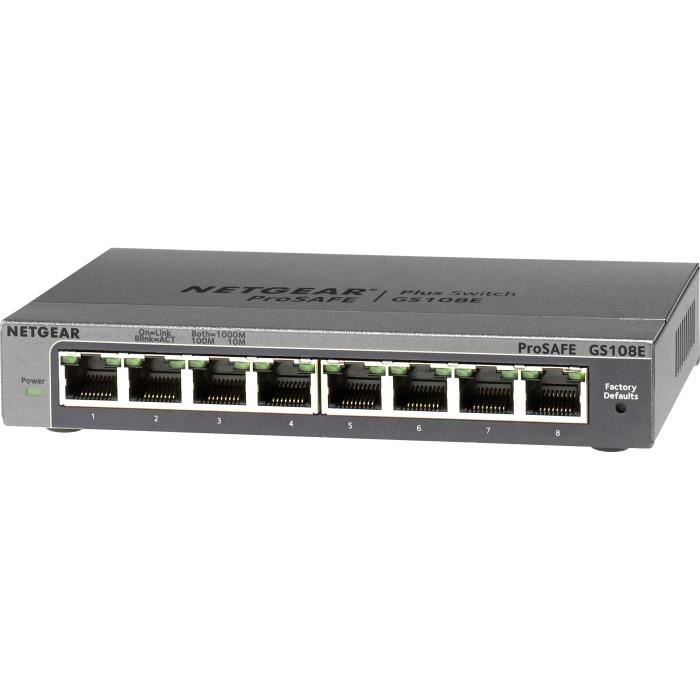 NETGEAR (GS108E) Switch Ethernet 8 Ports RJ45 Métal Gigabit (10/100/1000)