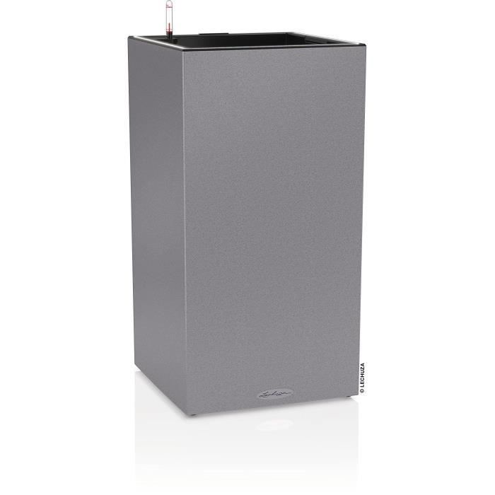 LECHUZA Canto Stone Column 40 flower pot - complete LED kit, stone gray