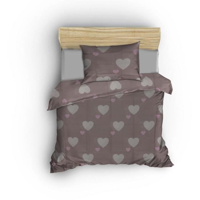 Image secondaire de Parure de lit - 1 housse de couette 220 x 240 cm + 2 taies d'oreiller 60 x 60 cm - 65% coton, 35% polyester - Rose