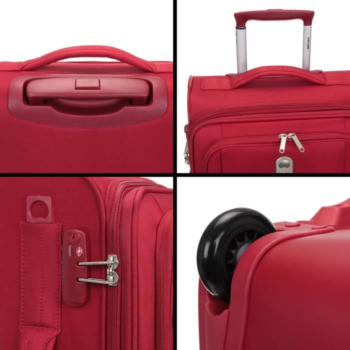 DELSEY Valise Cabine Low Cost Extensible Souple 2 Roues 55cm PIN UP5 Rouge