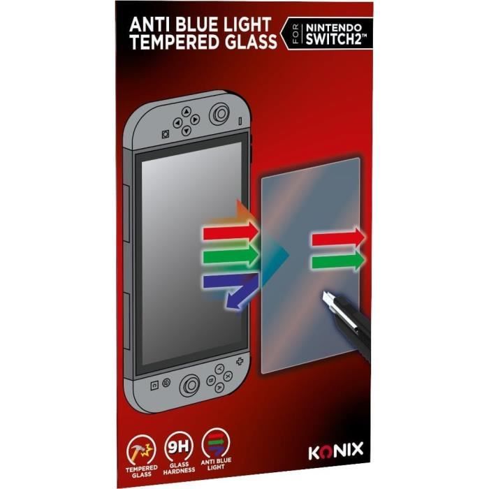Protection d'�cran en verre tremp� - KONIX - Nintendo Switch 2 - Anti-lumiere bleue - Anti-bulle - Indice de duret� 9H - Transparent