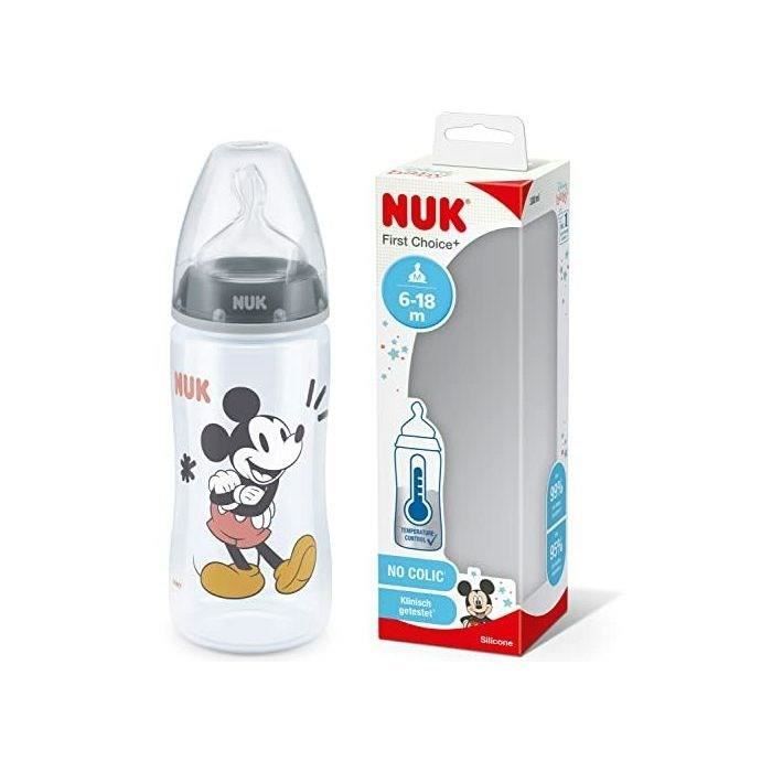 NUK Biberon FC+ Mickey - Temperature Control - En silicone - 300 ml - 6-18 mois