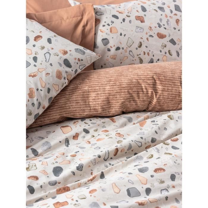 Image secondaire de Parure de lit - 1 housse de couette 220 x 240 cm + 2 taies d'oreiller 60 x 60 cm - 100% coton renforcé - Caramel