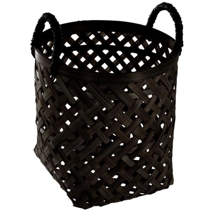 Set de 3 paniers en bambou - Noir