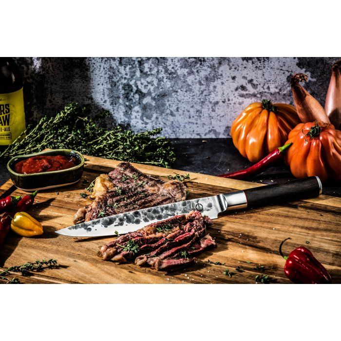 Coltello da carne - FORGIATO - SEBRA - Acciaio giapponese 440C - Manico in legno di Dalbergia - L 20,5 cm