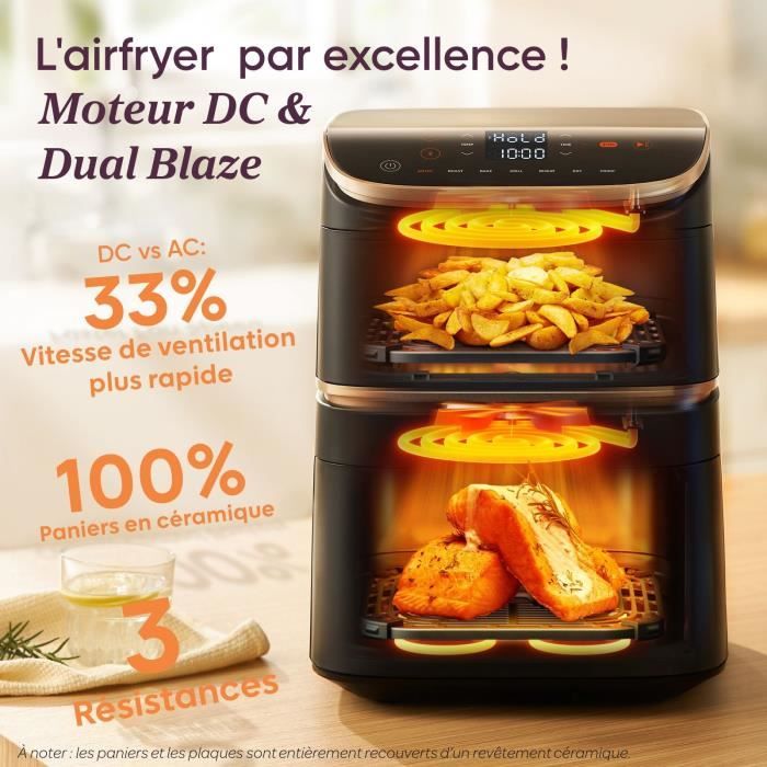 Image secondaire de Friteuse sans huile COSORI - Turbo Tower Pro Smart - Capacité 10,8L - 2 cuves - 7 programmes - 2630W - Noir