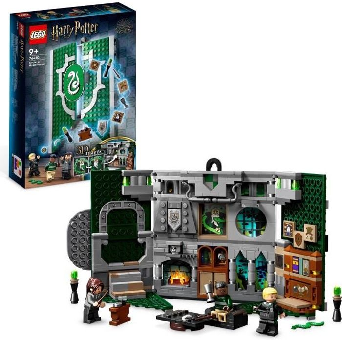 LEGO Harry Potter 76410 Le Blason de la Maison Serpentard, Jouet Château avec Figurine Draco Malfoy