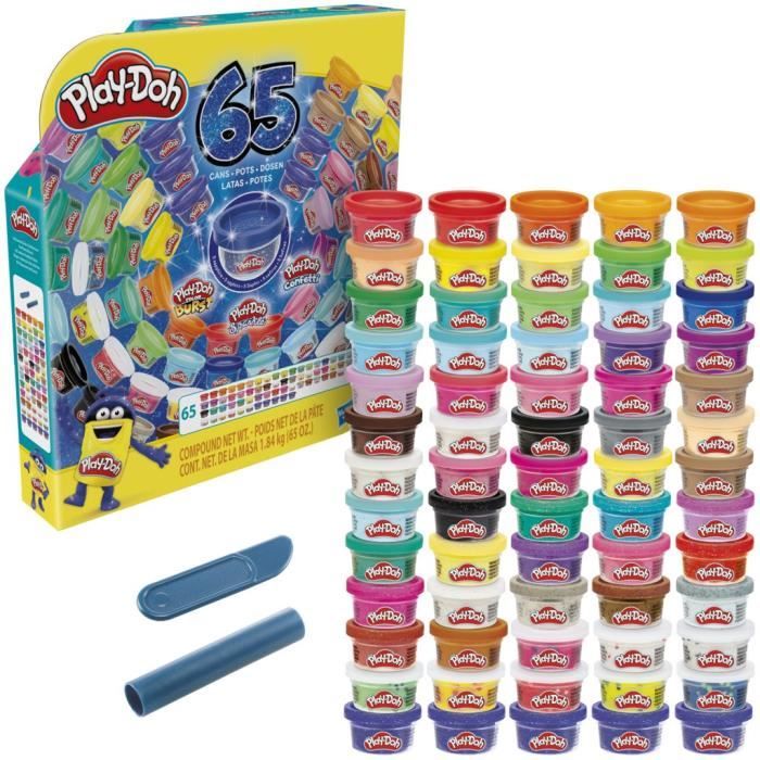 Play-Doh Coffret 65 ans, pack 65 pots de 28 grammes de pâte a modeler aux couleurs assorties pour enfants, des 3 ans