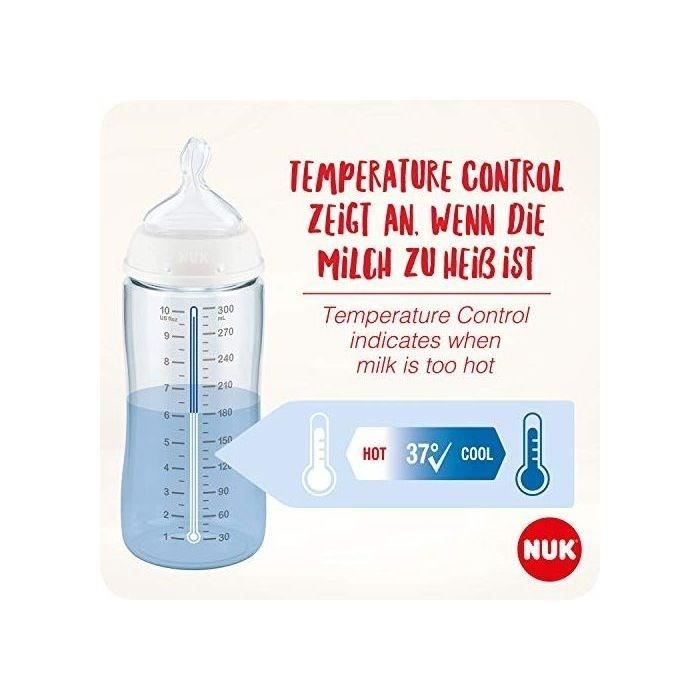 NUK Biberon FC+ Minnie - Temperature Control - En silicone - 300 ml - 6-18 mois