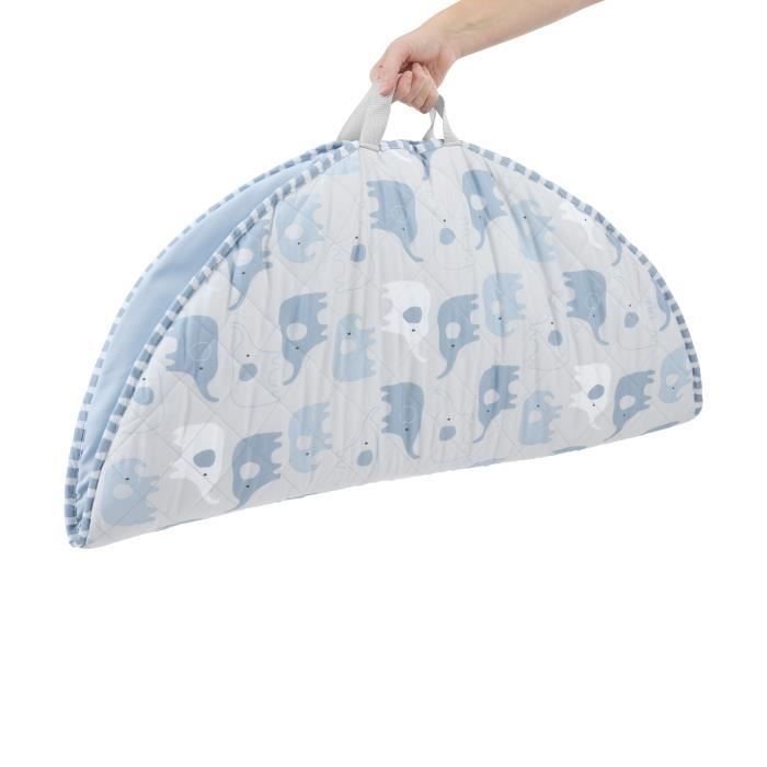 Alfombra de juego plegable forma de elefante con cojín reversible arco de juego de madera espejo y juguetes sensoriales para bebés