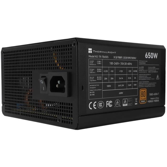 PC Power Supply - THERMALRIGHT - TB650S - 650W - 80+ Bronze - Non-Modular - ATX 3.0 - Black