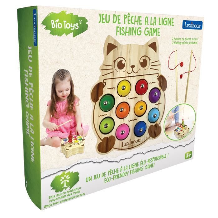 LEXIBOOK - Chat Glouton Bio Toys - Peche a la ligne - Jeu en Bois